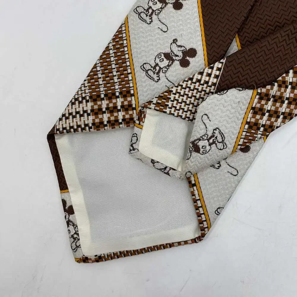 Mickey Mouse by Cervantes Tie | Brown Cream Striped Nylon, OS